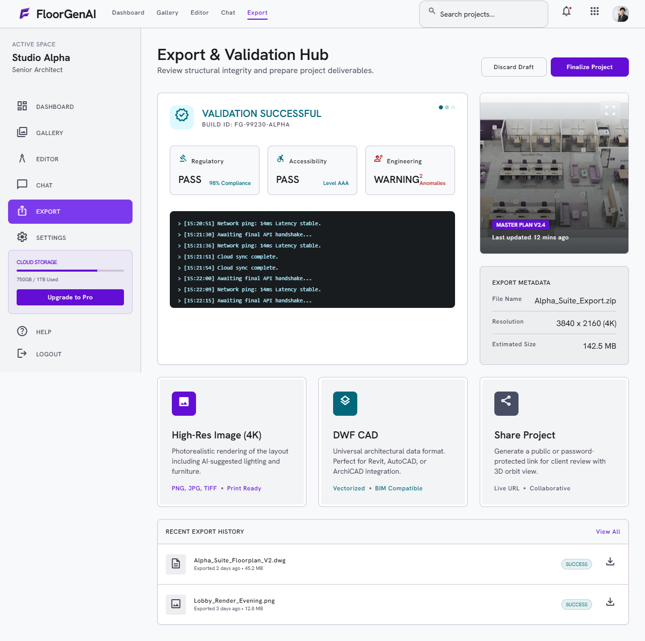 FloorGen AI export and validation hub