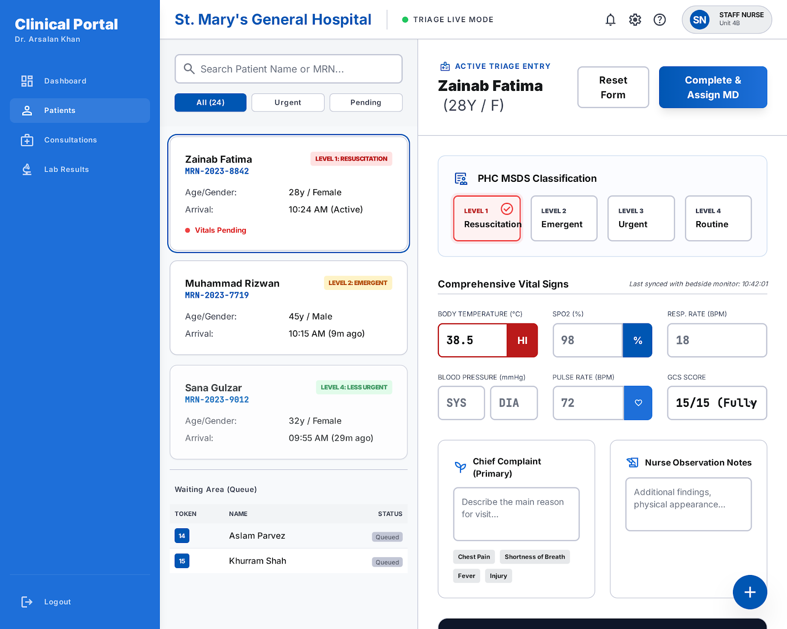 HIMS nurse triage desktop workflow